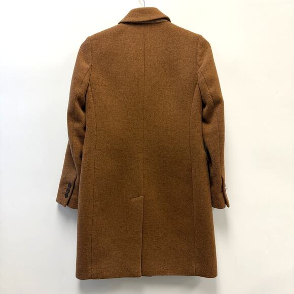 J.Crew Factory Wool Blend Longline Coat Dark Camel Sz 0 - Picture 2 of 11